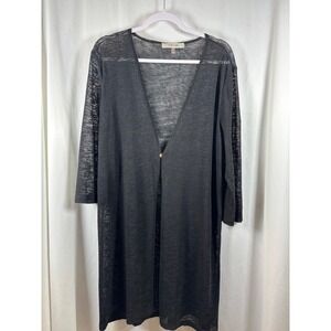 JONES STUDIO Black‎ Sheer Duster Cardigan Lightweight Long Sleeve Open Front XL
